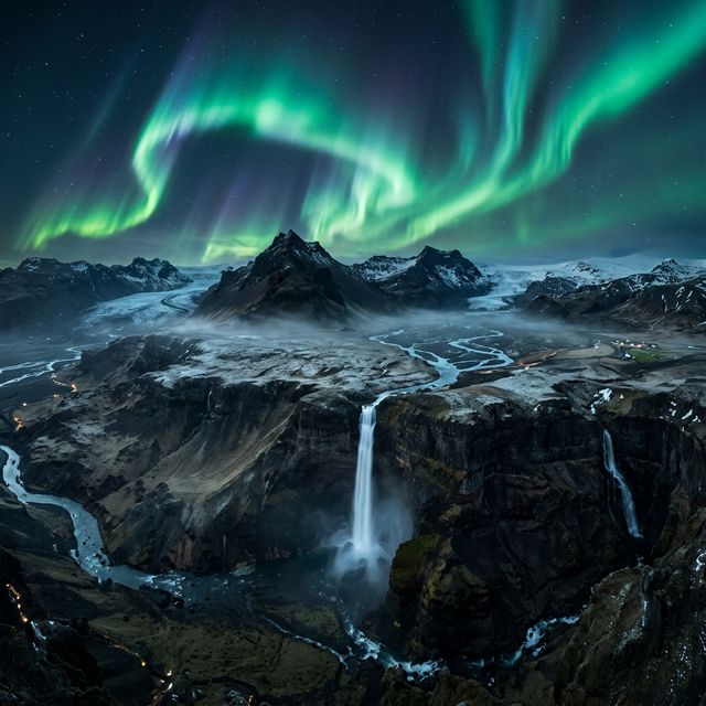 Вулканы и северное сияние Исландии